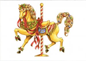 Evergreen Original  THE CAROUSEL HORSE By Artist J.C. LOWERRE  4X6 Postcard