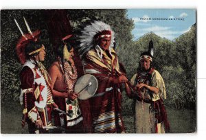 Indian Ceremonial Attire Native Americana Postcard 1930-1950