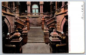 Interior~Albany New York~Western Staircase @ State Capitol Bldg~PM 1908~Postcard