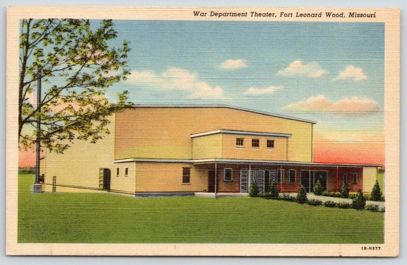 Fort Leonard Wood Missouri~War Department Theatre~WWII Era~1941 Linen Postcard 