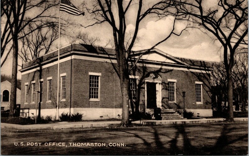 Vtg Thomaston Connecticut US Post Office 1930s Unused Postcard
