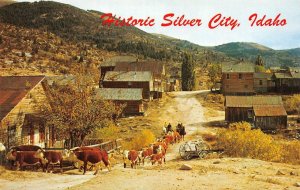 SILVER CITY Cattle Drive Historic Idaho Ghost Town ca 1950s Vintage Postcard