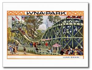 Luna Park Roller Coaster, Vienna, Austria Vintage REPRO Postcard R683397 