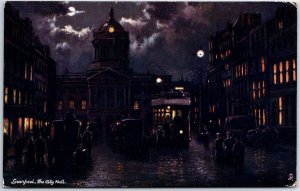 VINTAGE POSTCARD RAPHAEL TUCK OILETTE OF THE CITY HALL AT LIVERPOOK (UK) 1906