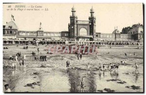 Old Postcard Dieppe Casino Seen from the Beach at low tide