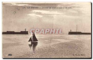 Old Postcard Le Havre Sunset in the port Entree