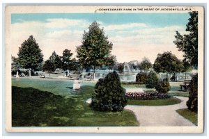 1919 View Of Confederate Park In The Heart Of Jacksonville Florida FL Postcard