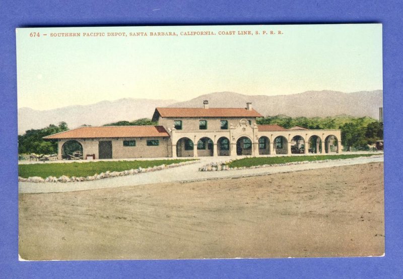 Santa Barbara, California/CA Postcard, Southern Pacific RR /Railroad Depot