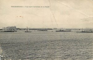 Navigation & sailing related vintage postcard Cherbourg Arsenal Rade navy cruise