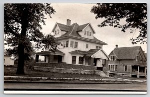 RPPC Menasha WI Historic Pierce House Naymut St American Foursquare Postcard A38
