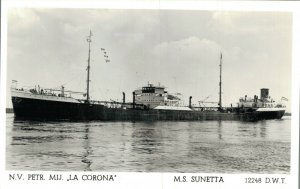 m.s Sunetta N.V Petr. Mij La Corona Ship RPPC Vintage Postcard 07.47