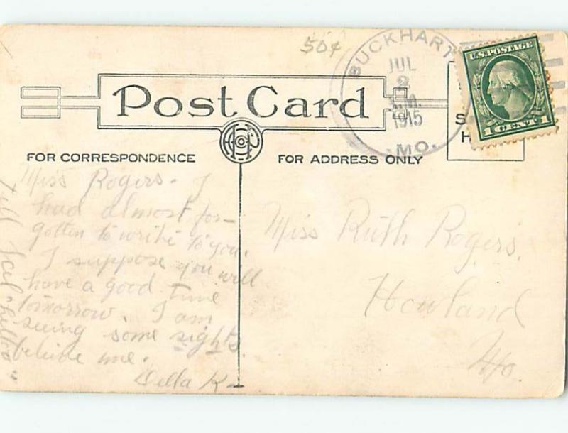 Divided-Back PENNANT POSTCARD Buckhart Missouri MO HM5230