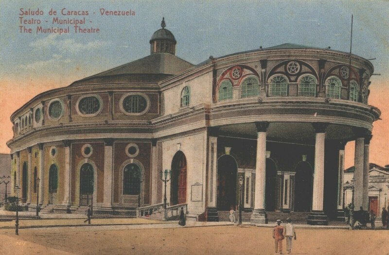 Venezuela Saludo de Caracas The Municipal Theatre Vintage Postcard 04.17 