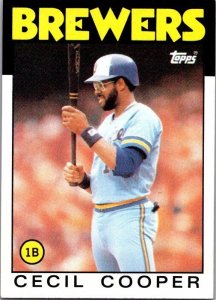 1986 Topps Baseball Card Cecil Cooper Milwaukee Brewers sk10732