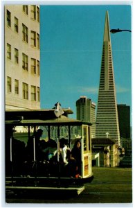 SAN FRANCISCO, CA California ~ CABLE CAR & TRANSAMERICA Building c1960s Postcard