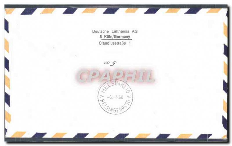 1 Letter Flight Frankfurt Hamburg Helsinki April 6, 1968