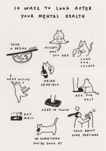 Cats Mental Health Cat Kitten Mind Wellbeing Chart Postcard