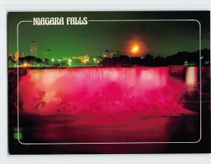 Postcard Colourful Niagara Falls at Night