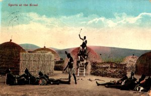 South Africa Sports at the Kraal Vintage Postcard 09.90