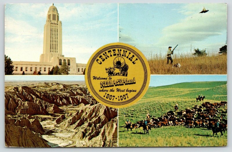 Nebraska~1867-1967 Centennial~Cattle Range~Pheasant Hunting~Bird Dog~Capitol