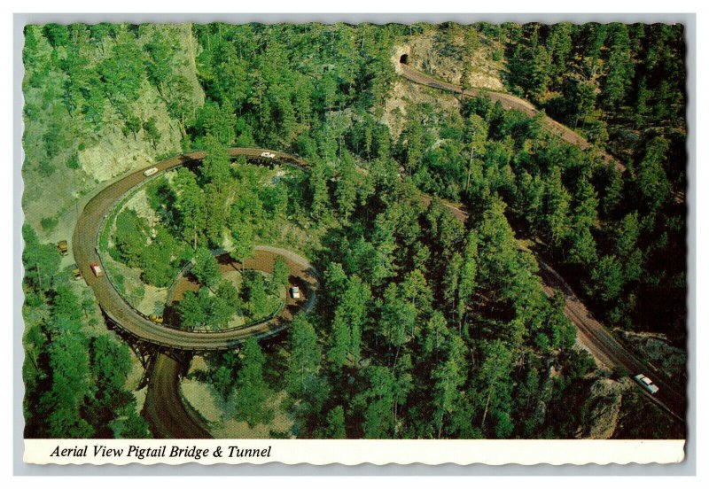 Aerial View Pigtail Bridge & Tunnel Black Hills Postcard Continental View Card 