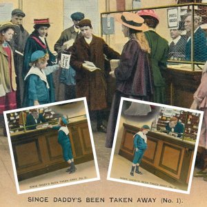 British songs Since Daddy`s been taken away post scenes set of 3 postcards