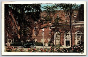 1938 Main Entrance Queensbury Hotel Glens Falls New York NY Posted Postcard