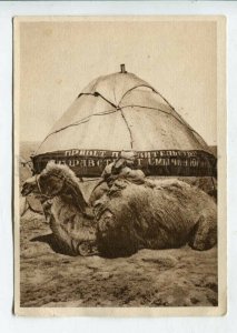 426880 USSR Turkestan-Siberian highway Worker town camel slogan Vintage postcard