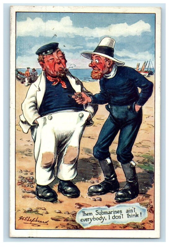 Old Mans Pipe Cigarette Shepherd Military Marines Humor Oilette Tuck's Postcard