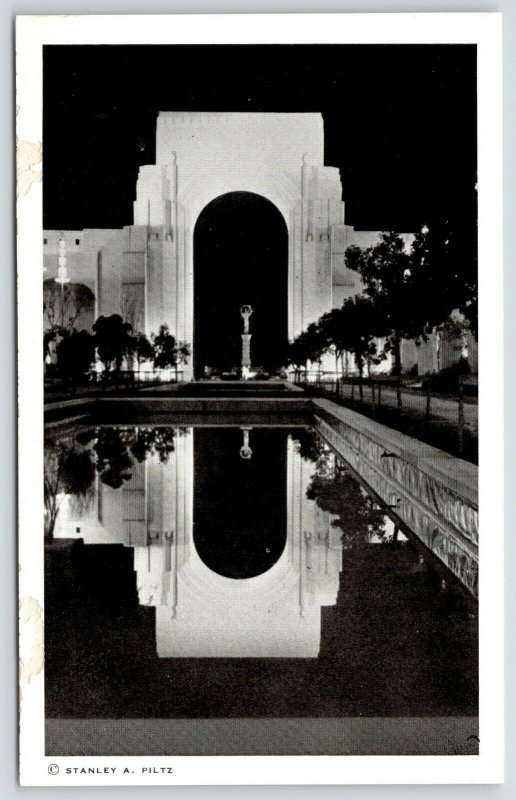 San Francisco CA~GGIE World's Fair~Court of Reflections @ Night~Arch~Piltz B&W 