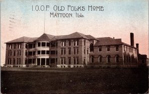 Postcard I.O.O.F. Old Folks Home in Mattoon, Illinois