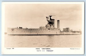 Postcard H.M.S. Centurion Used at Target c1920's Antique Unposted RPPC Photo