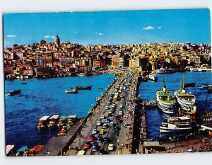 Postcard General View of Galata Bridge Istanbul Turkey