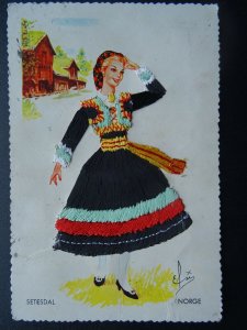 Norway NORGE National Costume SETESDAL Embroidered c1960s Postcard