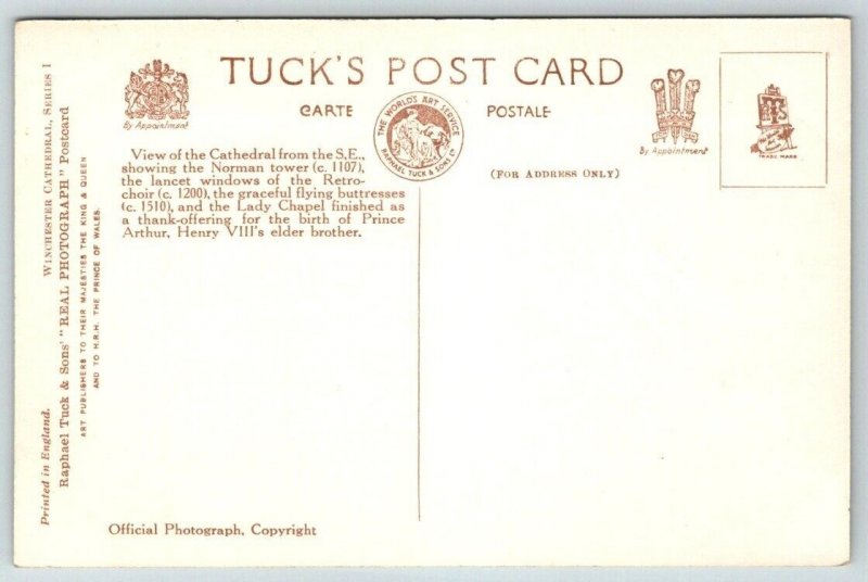 RPPC  Winchester  Cathedral  England  UK  Postcard