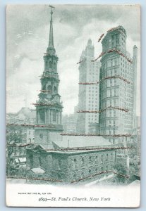 St. Paul New York Postcard Church Chapel Exterior Building c1905 Vintage Antique