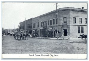 c1910 Fourth Street Exterior Building Street Rockwell City Iowa Vintage Postcard