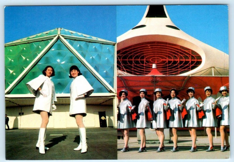 3 Postcards OSAKA, JAPAN ~ EXPO 70 Hostesses, Wednesday Plaza, Birdseye 4x6 