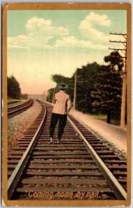 Coming Home By Rail Train Railroad View Postcard