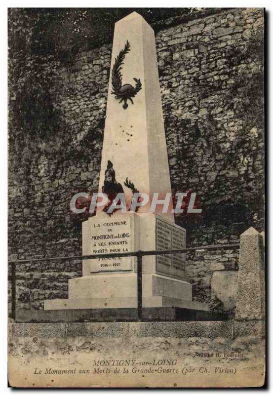 Old Postcard Montigny Sur Loing Monument Aux Morts De Haan The Great War Mili...