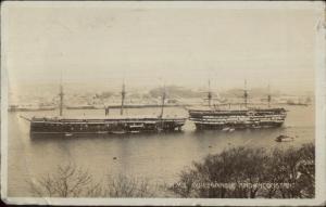 British Navy Training? Ships HMS Impregnable & Inconstant c1910 Photo RPPC