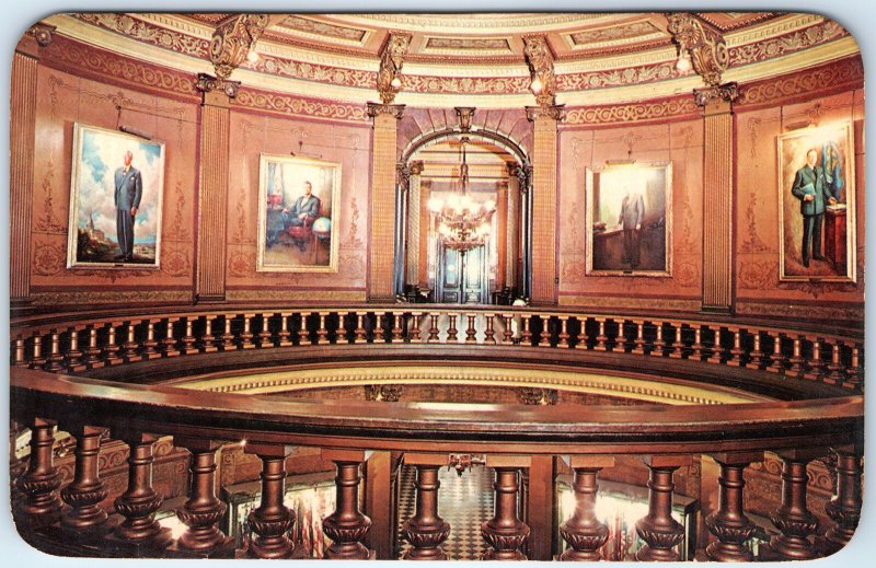 c1960s Lansing, MI State Capitol Building Rotunda Interior Wood Chrome PC A311