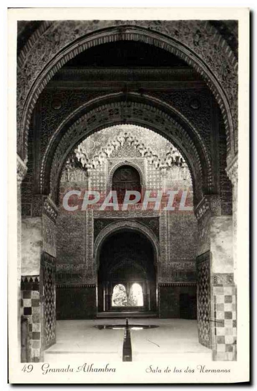 Postcard Old Granada Alhambra Sala De Los Dos Hermanos