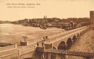 John Street Bridge Appleton Wisconsin 1910c postcard