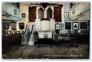 1907 Interior Of Historical Rooms Newport Jamestown Rhode Island RI Postcard 