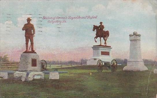 Statues Of Generals Reynolds And Buford Gettysburg Pennsylvania 1910