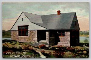 Isle Au Haut ME Carnegie Library Maine Postcard E31