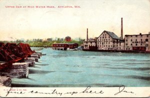 Wisconsin Appleton Upper Dam At High Water Mark 1907