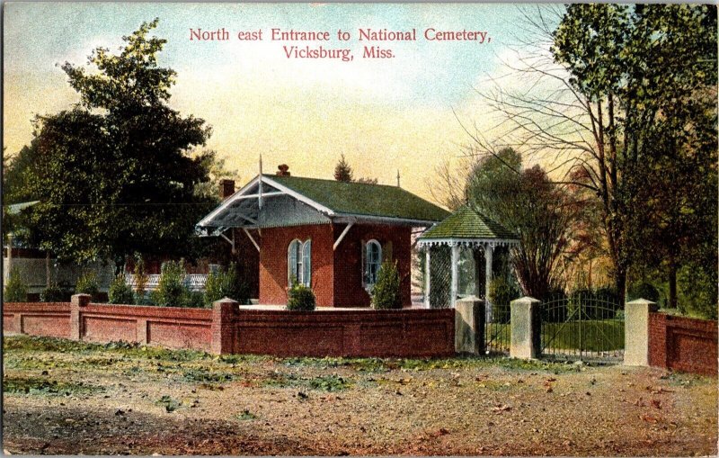 North East Entrance to National Cemetery, Vicksburg MS Vintage Postcard L41