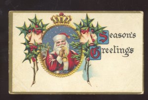 SEASONS GREETINGS SANTA CLAUS VINTAGE CHRISTMAS POSTCARD RUTLAND VERMONT